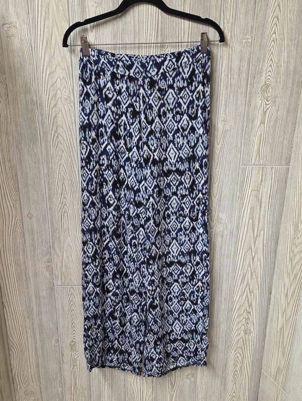 Solitaire by Ravi Khosh Blue and White Boho Wide Leg Palazzo Pants Womens S NWT